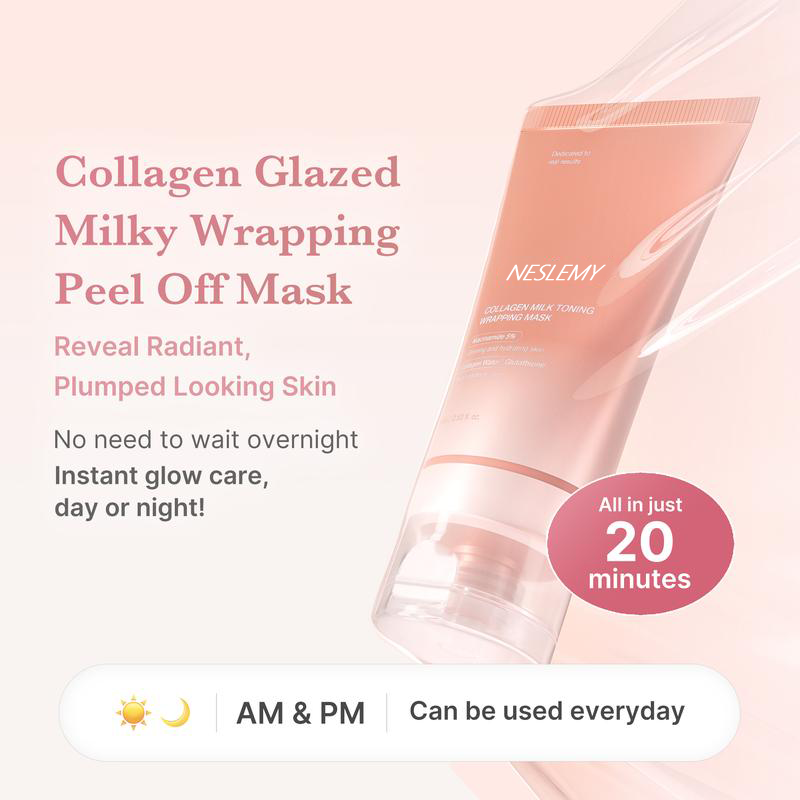 Collagen Duo l Collagen Glazed Milky Glow Wrapping Mask (20-Min Use) + Collagen Glow Booster Milk Serum for Hydration & Radiance, Korean Skincare, K-beauty