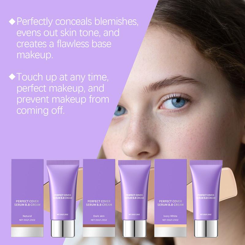 Perfect Cover Serum BB Cream (35ml) - Bifida Ferment Lysate Serum-Infused BB Cream for Anti-Aging Skin Rejuvenation, Skin Tint, Tinted Moisturizer, Skin Care Foundation Makeup,Superfood Complex,Glass Skin CardiBB OGBB PurpleBB