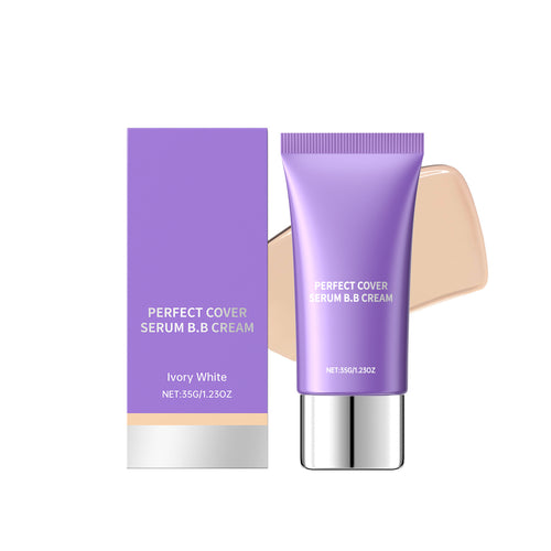 Perfect Cover Serum BB Cream (35ml) - Bifida Ferment Lysate Serum-Infused BB Cream for Anti-Aging Skin Rejuvenation, Skin Tint, Tinted Moisturizer, Skin Care Foundation Makeup,Superfood Complex,Glass Skin CardiBB OGBB PurpleBB