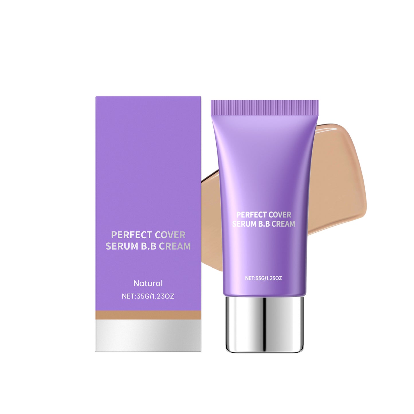 Perfect Cover Serum BB Cream (35ml) - Bifida Ferment Lysate Serum-Infused BB Cream for Anti-Aging Skin Rejuvenation, Skin Tint, Tinted Moisturizer, Skin Care Foundation Makeup,Superfood Complex,Glass Skin CardiBB OGBB PurpleBB