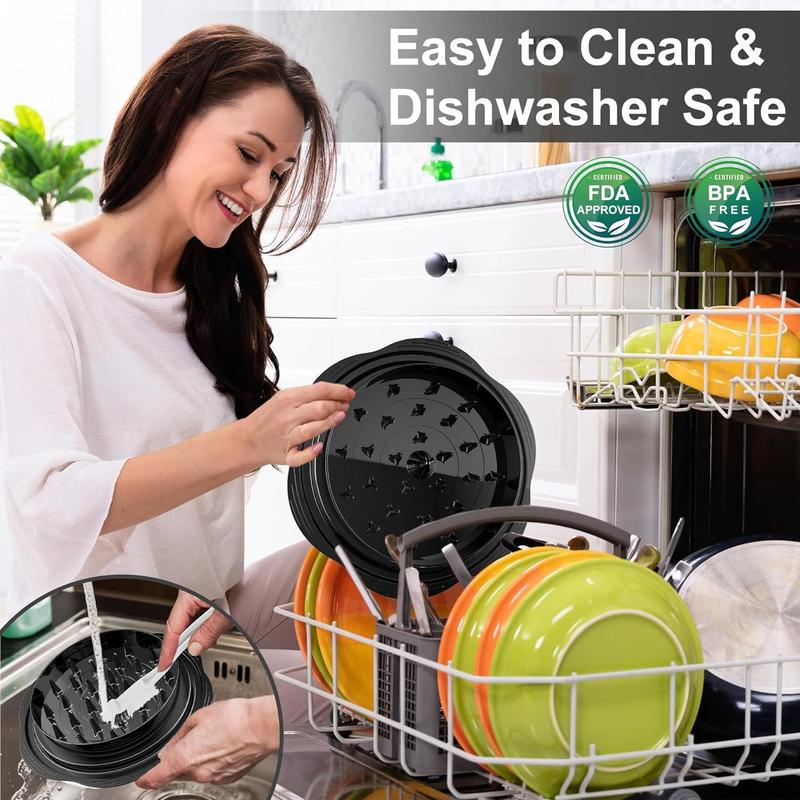 Large Chicken Breast Shredder Tool, Visible Lid Meat Grinder, Anti-Slip Strip, Ergonomic Handle, BPA Free, Perfect Utensils for Pork,Beef,Chicken,Kitchen Gadgets Dishwasher Washable Black Multi-purpose Efficient Great for Families